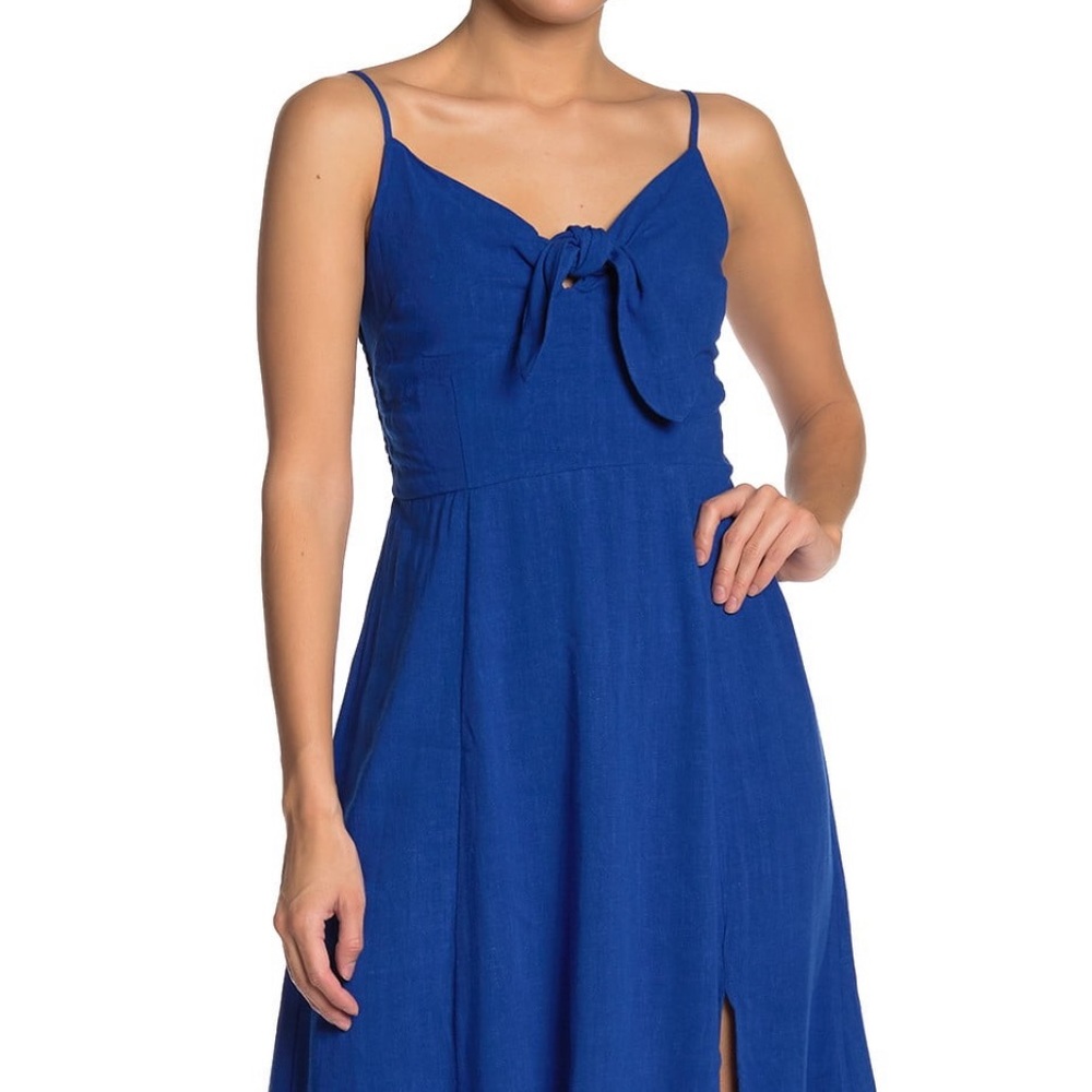 Band of Gypsies Tie Front Fit & Flare Linen Dress